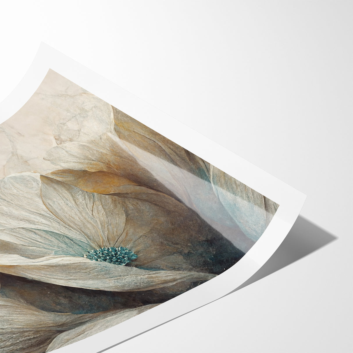 Modern Abstract Florals Canvas Wall Art - Ivory Blossom Serenity