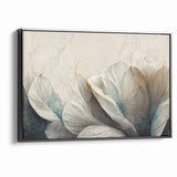 Modern Abstract Florals Canvas Wall Art - Ivory Blossom Serenity