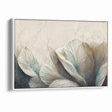 Modern Abstract Florals Canvas Wall Art - Ivory Blossom Serenity