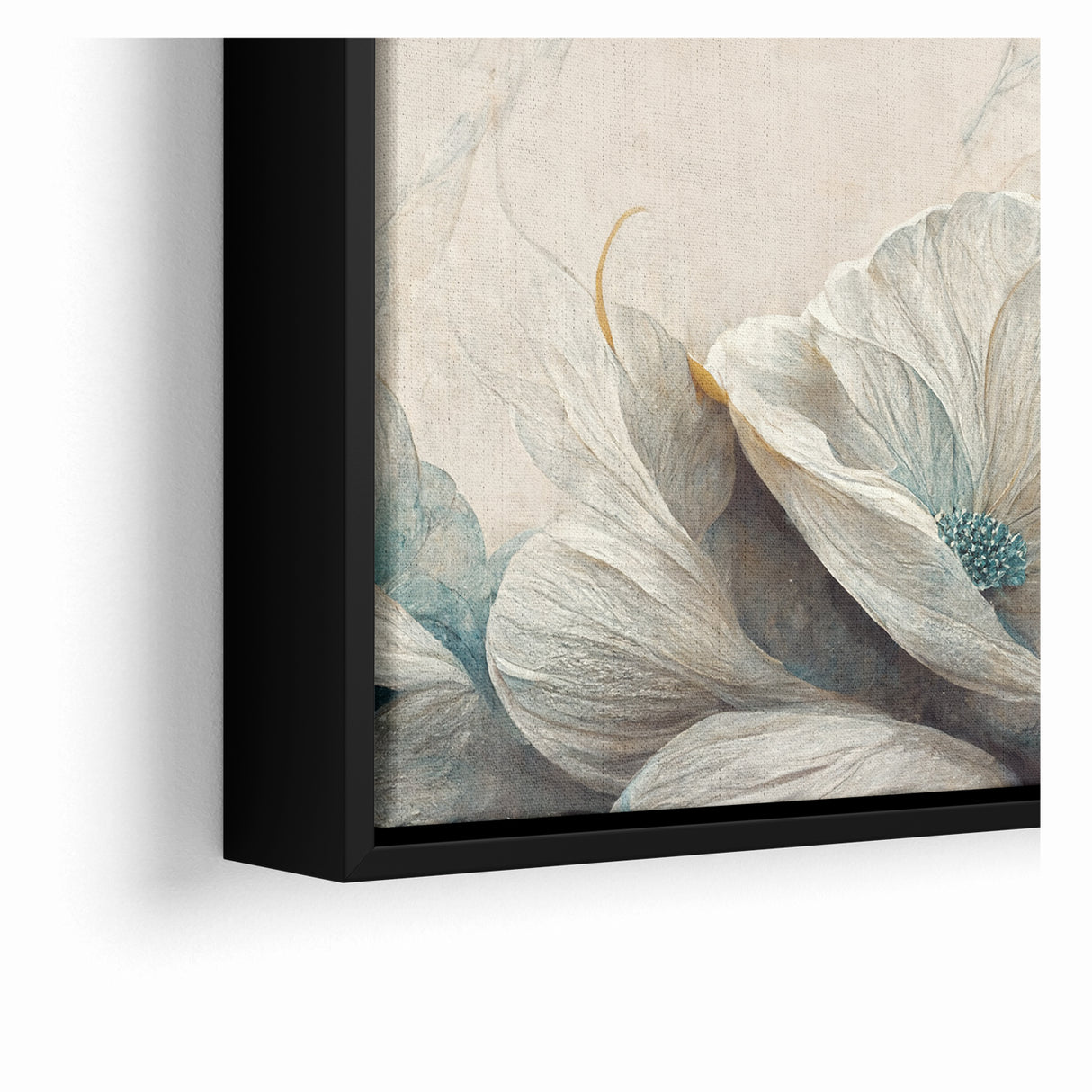 Modern Abstract Florals Canvas Wall Art - Ivory Blossom Serenity