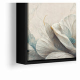 Modern Abstract Florals Canvas Wall Art - Ivory Blossom Serenity