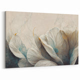 Modern Abstract Florals Canvas Wall Art - Ivory Blossom Serenity