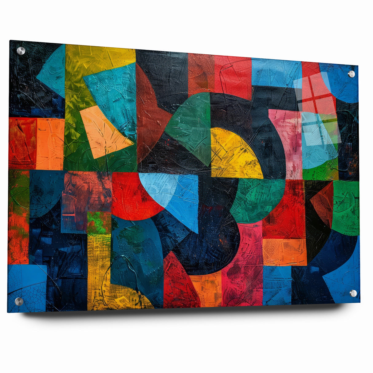 Vibrant Geometric Abstract Expressionist Canvas Wall Art