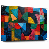 Vibrant Geometric Abstract Expressionist Canvas Wall Art
