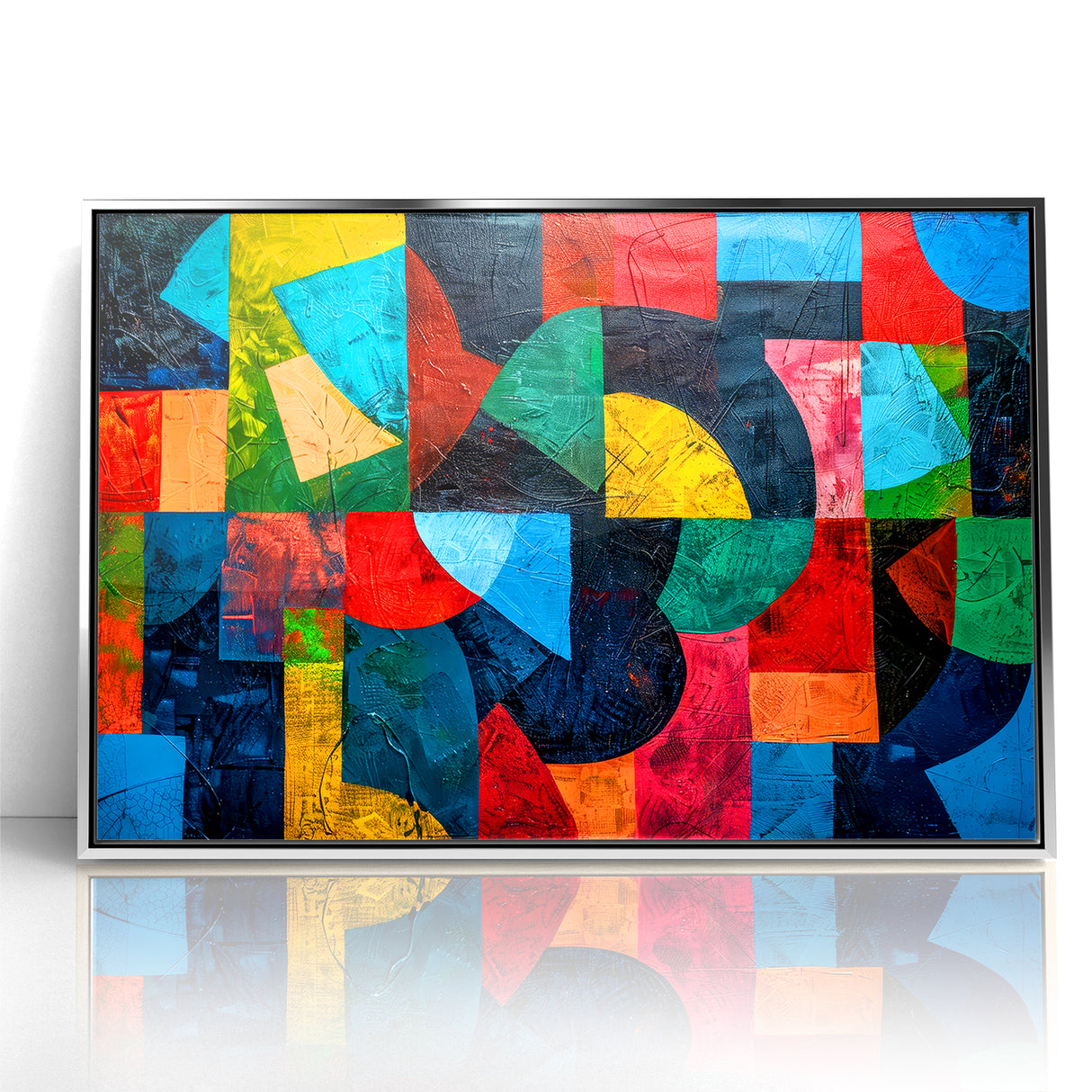 Vibrant Geometric Abstract Expressionist Canvas Wall Art