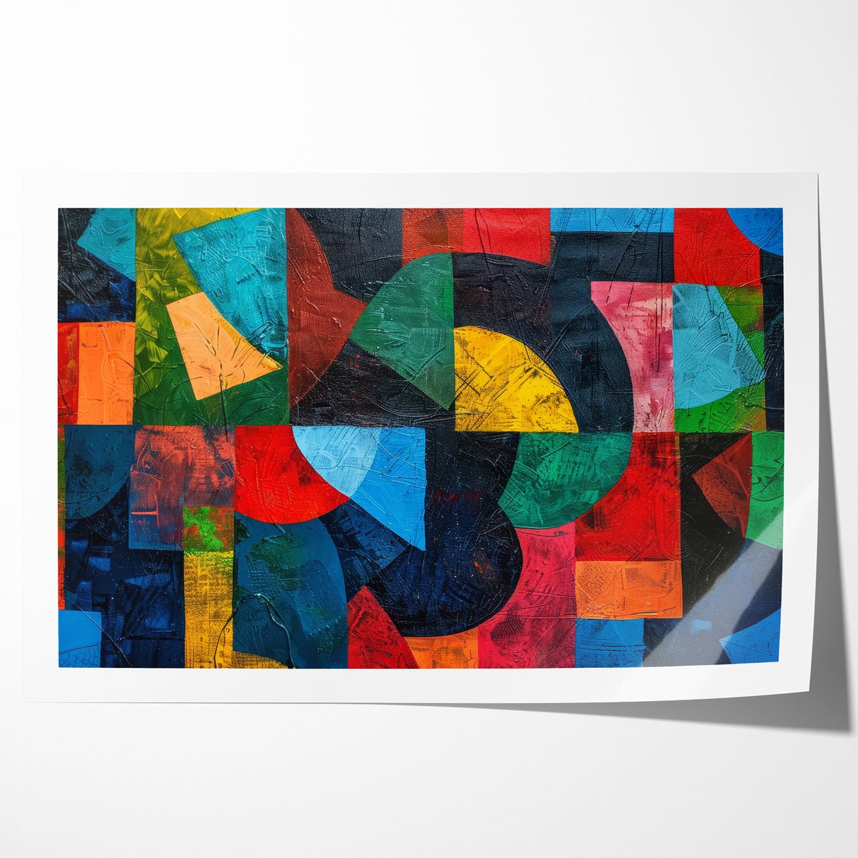 Vibrant Geometric Abstract Expressionist Canvas Wall Art