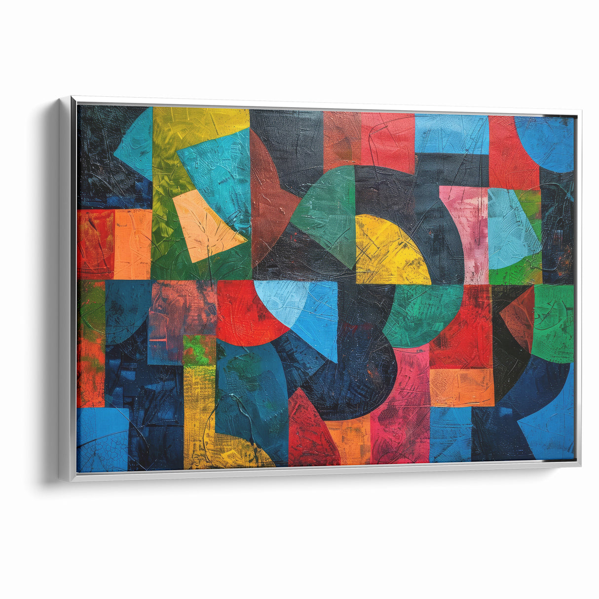 Vibrant Geometric Abstract Expressionist Canvas Wall Art