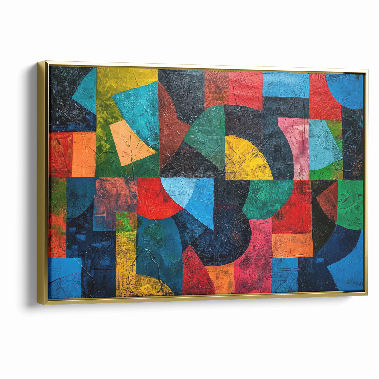 Vibrant Geometric Abstract Expressionist Canvas Wall Art
