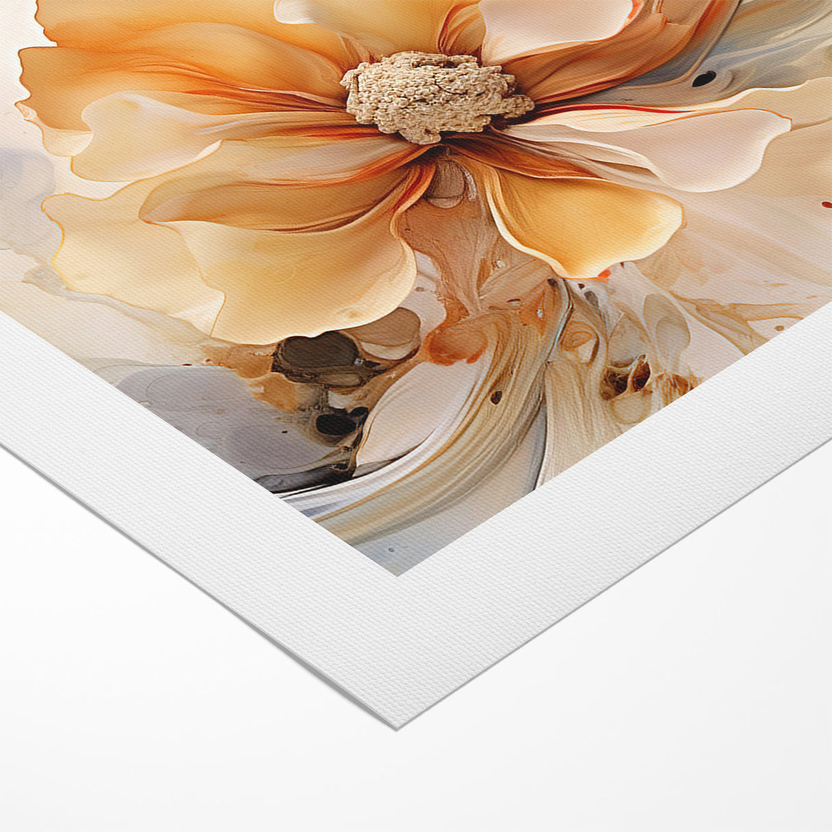 Delicate Peach and Cream Floral Canvas - Abstract Botanical Art