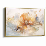 Delicate Peach and Cream Floral Canvas - Abstract Botanical Art
