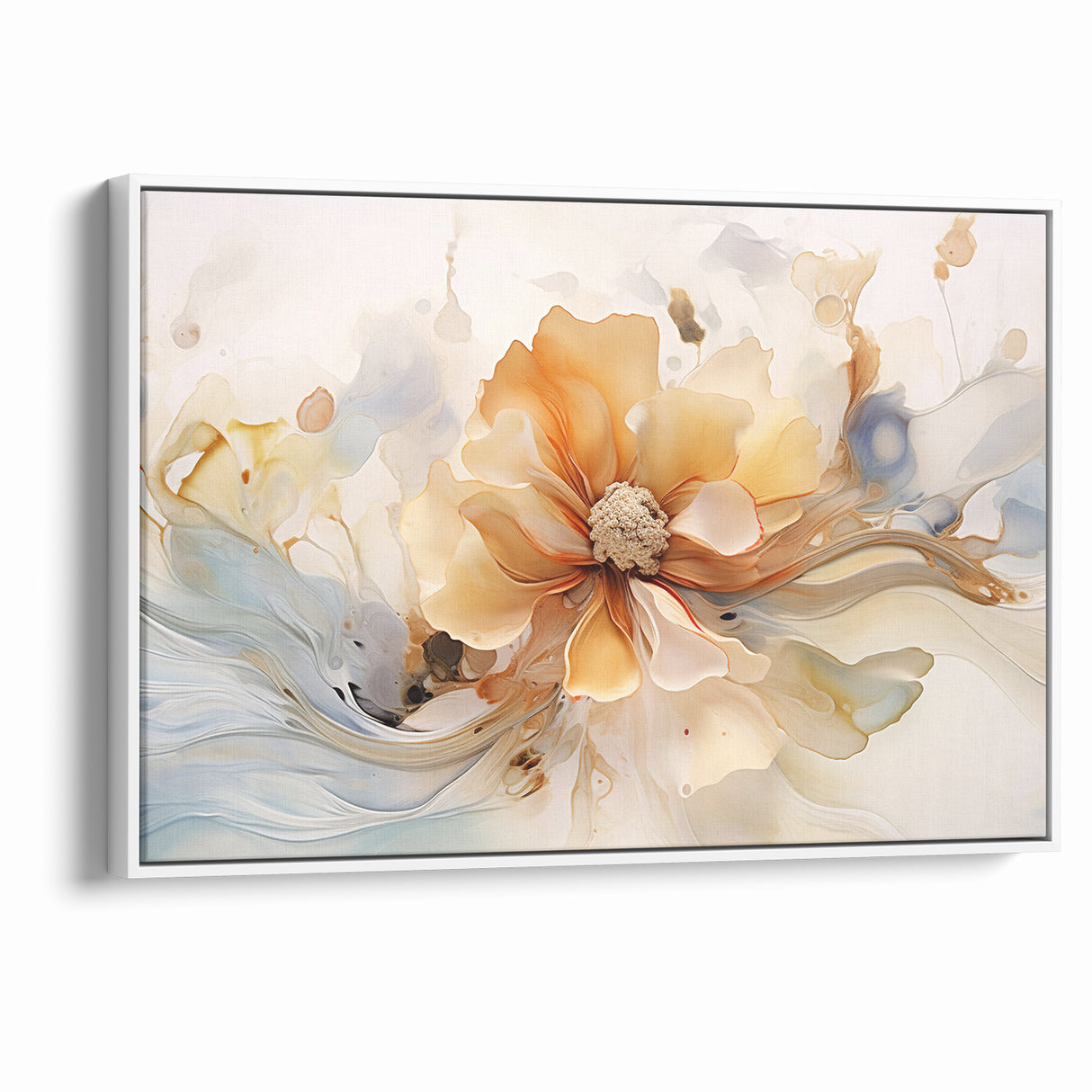 Delicate Peach and Cream Floral Canvas - Abstract Botanical Art