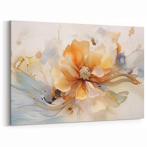 Delicate Peach and Cream Floral Canvas - Abstract Botanical Art