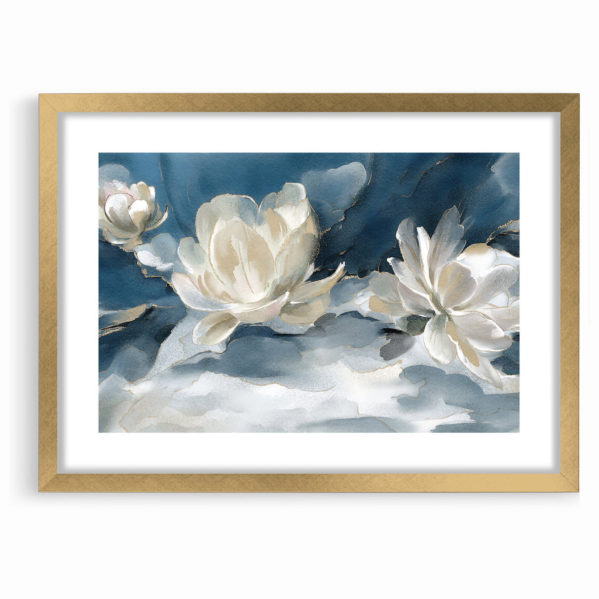 Serene Blue and White Floral Canvas - Abstract Botanical Wall Art