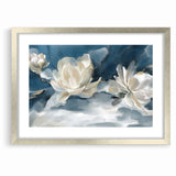 Serene Blue and White Floral Canvas - Abstract Botanical Wall Art