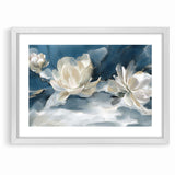 Serene Blue and White Floral Canvas - Abstract Botanical Wall Art