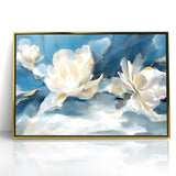 Serene Blue and White Floral Canvas - Abstract Botanical Wall Art