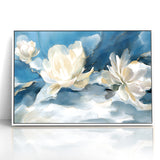 Serene Blue and White Floral Canvas - Abstract Botanical Wall Art