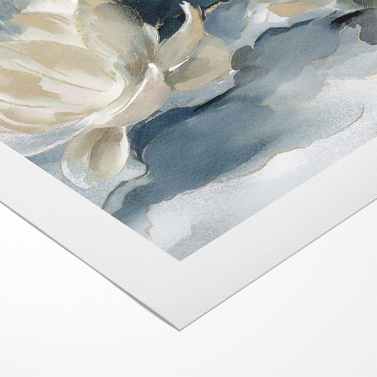Serene Blue and White Floral Canvas - Abstract Botanical Wall Art