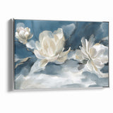 Serene Blue and White Floral Canvas - Abstract Botanical Wall Art