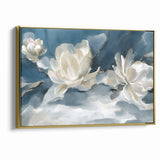 Serene Blue and White Floral Canvas - Abstract Botanical Wall Art