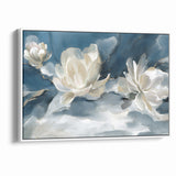 Serene Blue and White Floral Canvas - Abstract Botanical Wall Art
