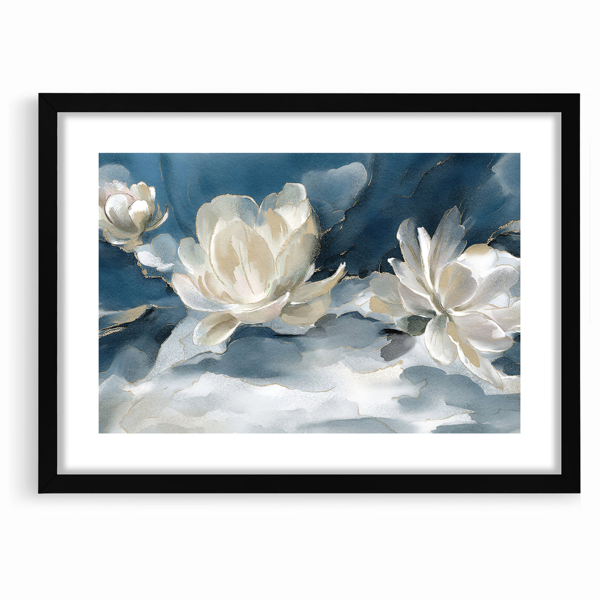 Serene Blue and White Floral Canvas - Abstract Botanical Wall Art