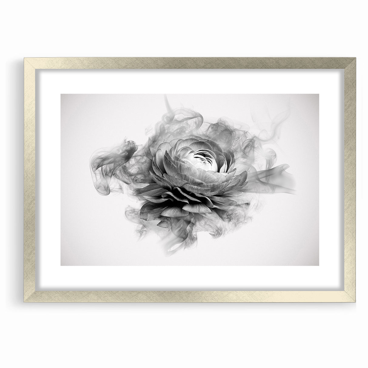 Monochrome Floral Art - Black and White Abstract Flower Canvas
