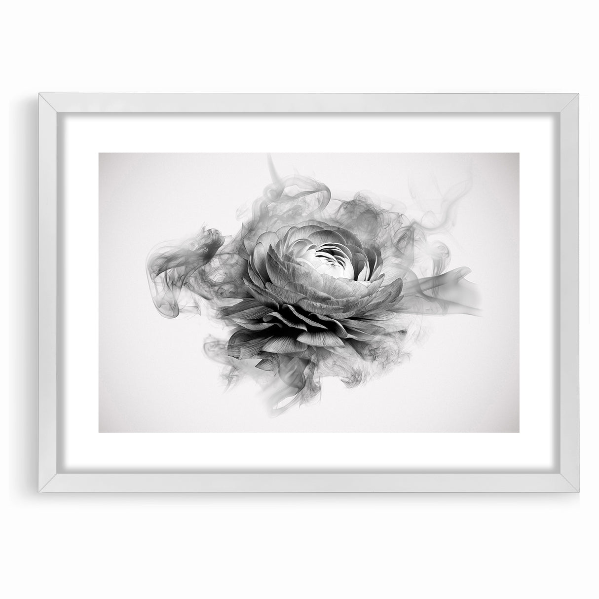 Monochrome Floral Art - Black and White Abstract Flower Canvas