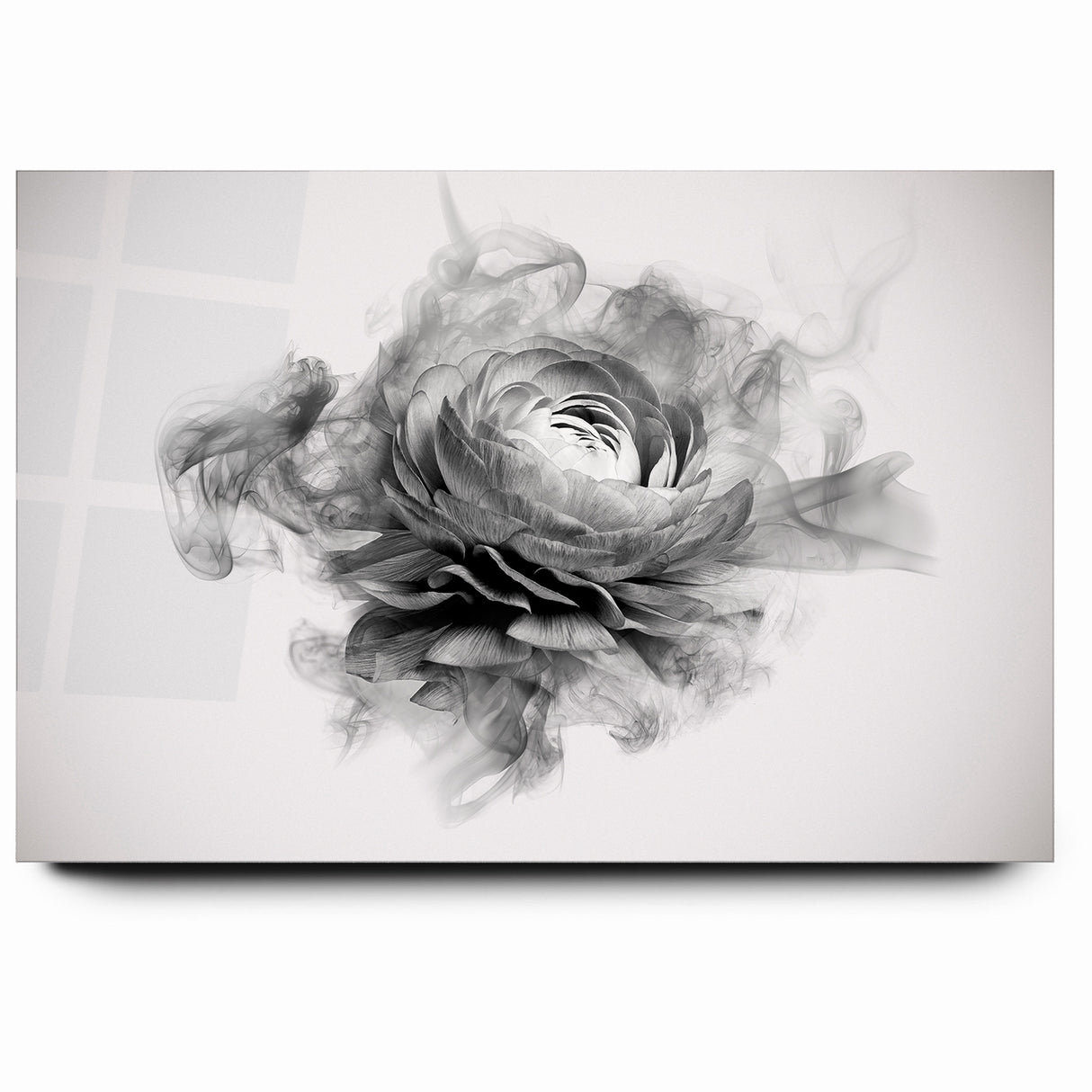 Monochrome Floral Art - Black and White Abstract Flower Canvas
