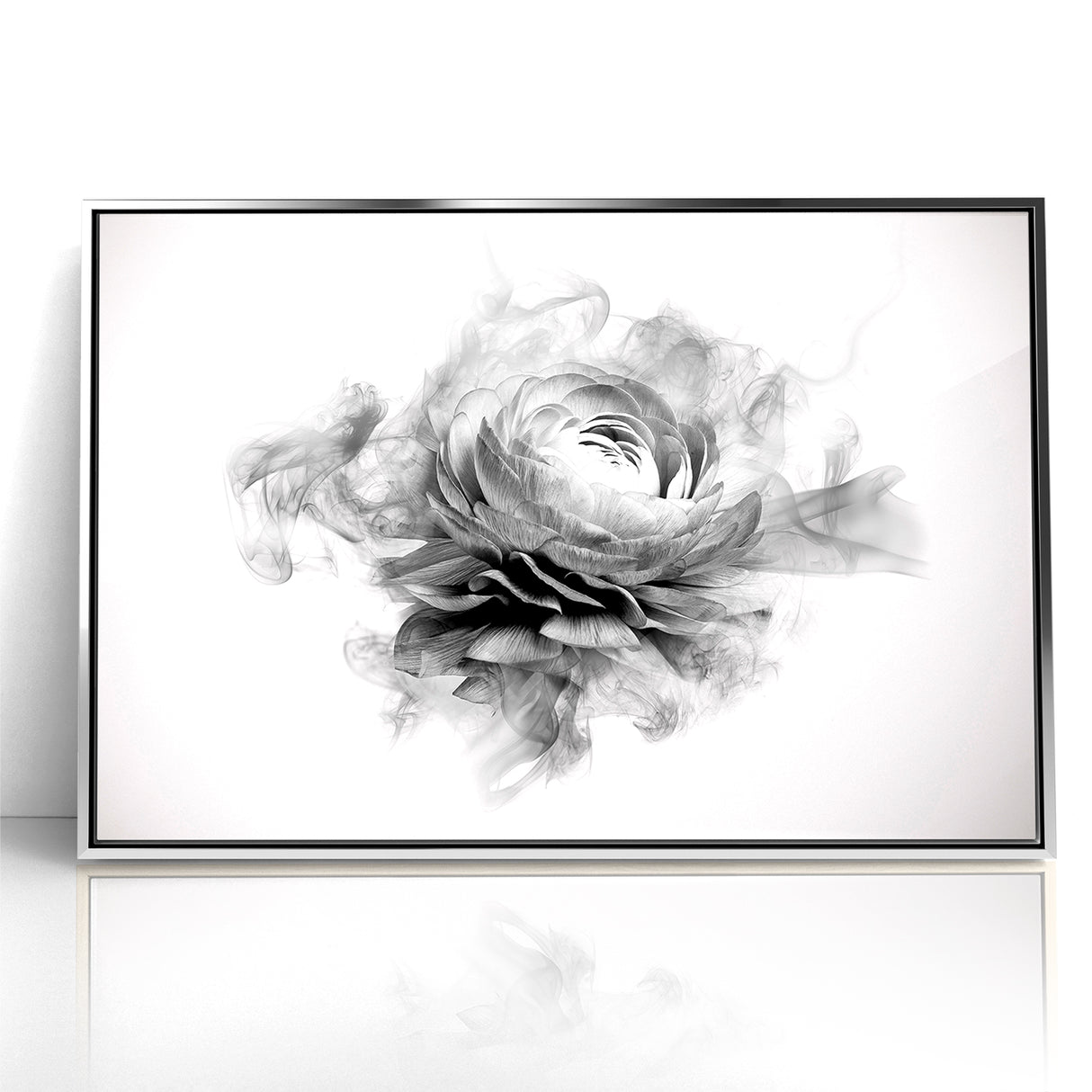 Monochrome Floral Art - Black and White Abstract Flower Canvas
