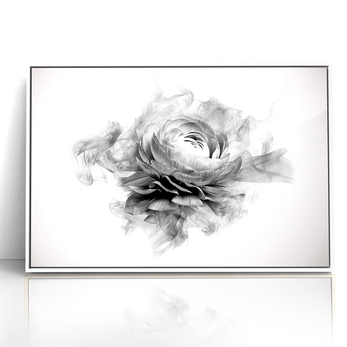 Monochrome Floral Art - Black and White Abstract Flower Canvas