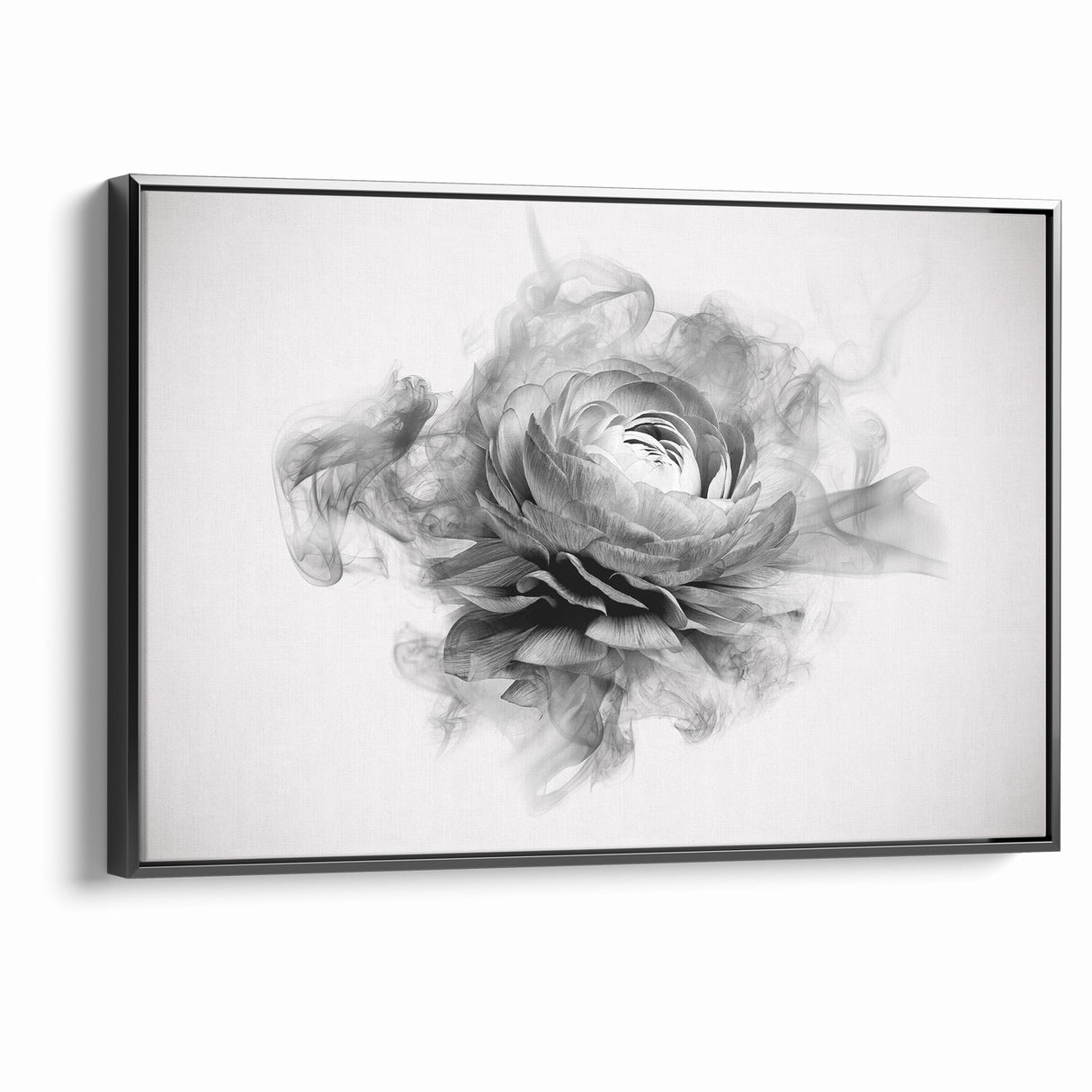 Monochrome Floral Art - Black and White Abstract Flower Canvas