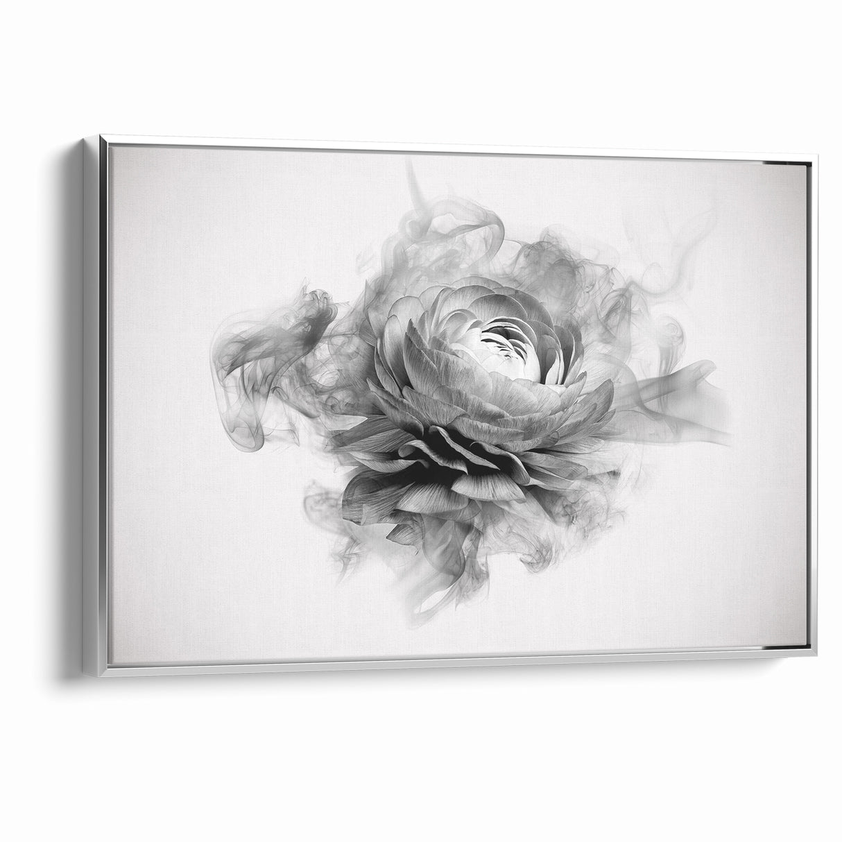 Monochrome Floral Art - Black and White Abstract Flower Canvas