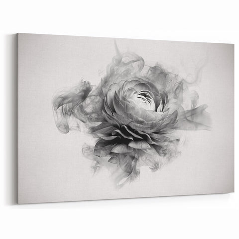 Monochrome Floral Art - Black and White Abstract Flower Canvas