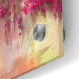 Vivid Pink and Beige Floral Canvas - Abstract Blossom Wall Art