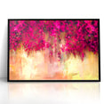 Vivid Pink and Beige Floral Canvas - Abstract Blossom Wall Art