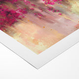 Vivid Pink and Beige Floral Canvas - Abstract Blossom Wall Art