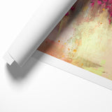 Vivid Pink and Beige Floral Canvas - Abstract Blossom Wall Art