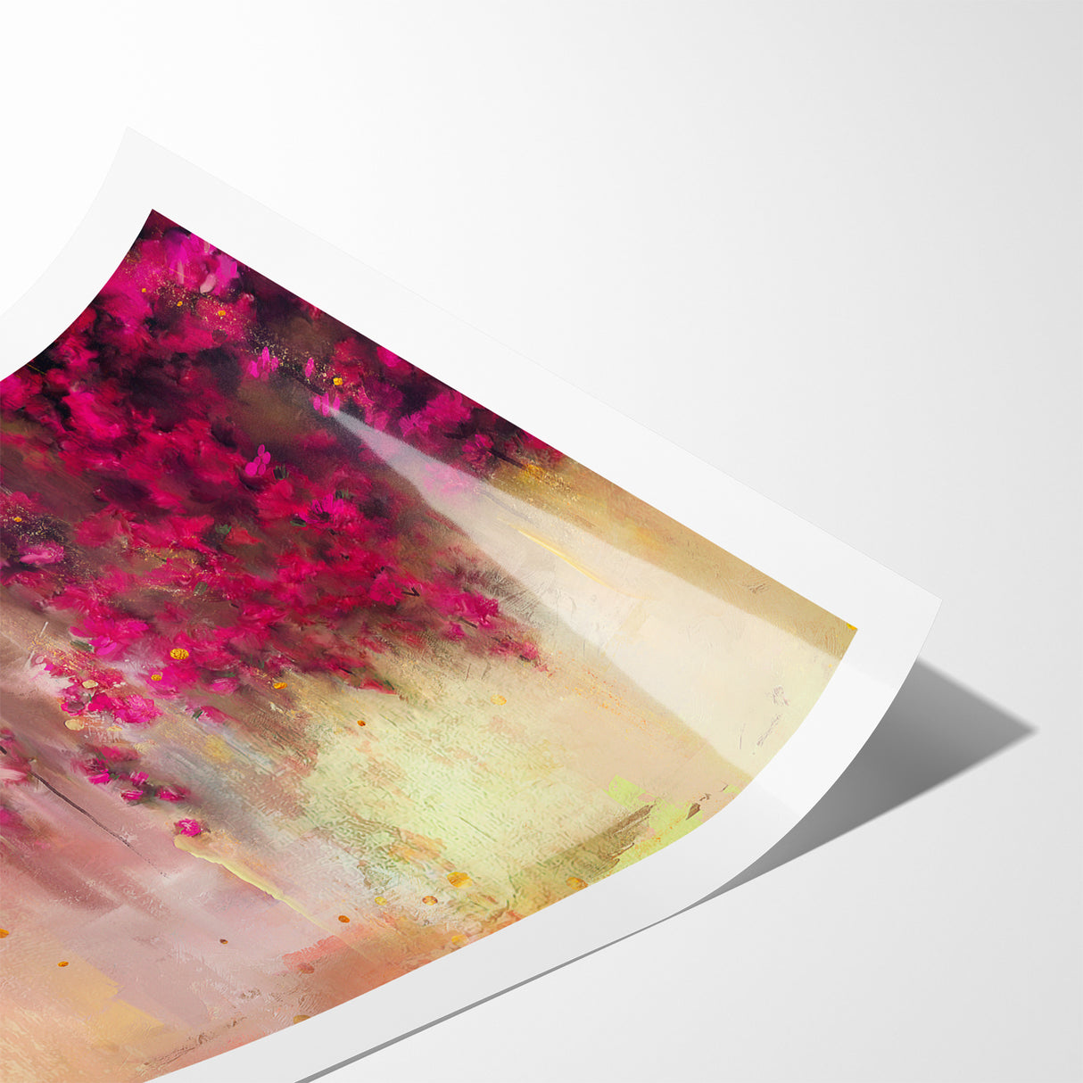 Vivid Pink and Beige Floral Canvas - Abstract Blossom Wall Art