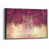 Vivid Pink and Beige Floral Canvas - Abstract Blossom Wall Art