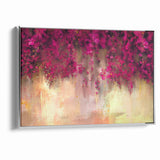 Vivid Pink and Beige Floral Canvas - Abstract Blossom Wall Art