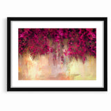 Vivid Pink and Beige Floral Canvas - Abstract Blossom Wall Art