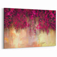 Vivid Pink and Beige Floral Canvas - Abstract Blossom Wall Art