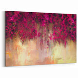 Vivid Pink and Beige Floral Canvas - Abstract Blossom Wall Art