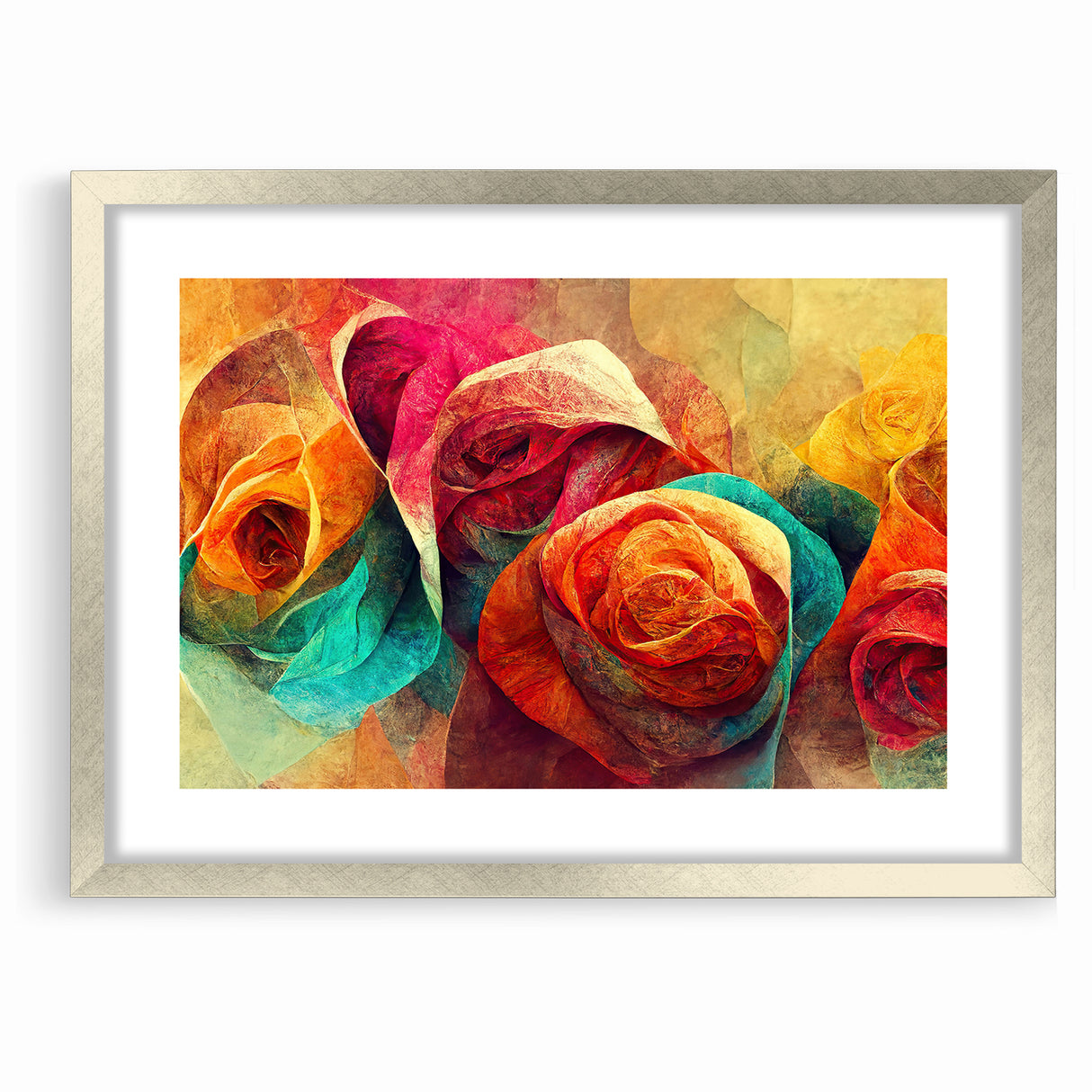 Vibrant Rainbow Rose Canvas - Colorful Abstract Floral Wall Art