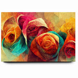 Vibrant Rainbow Rose Canvas - Colorful Abstract Floral Wall Art