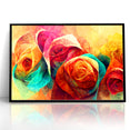 Vibrant Rainbow Rose Canvas - Colorful Abstract Floral Wall Art