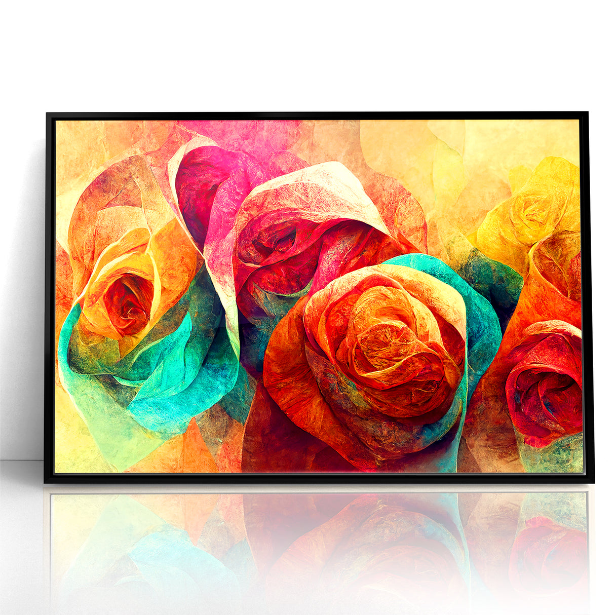Vibrant Rainbow Rose Canvas - Colorful Abstract Floral Wall Art