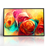 Vibrant Rainbow Rose Canvas - Colorful Abstract Floral Wall Art