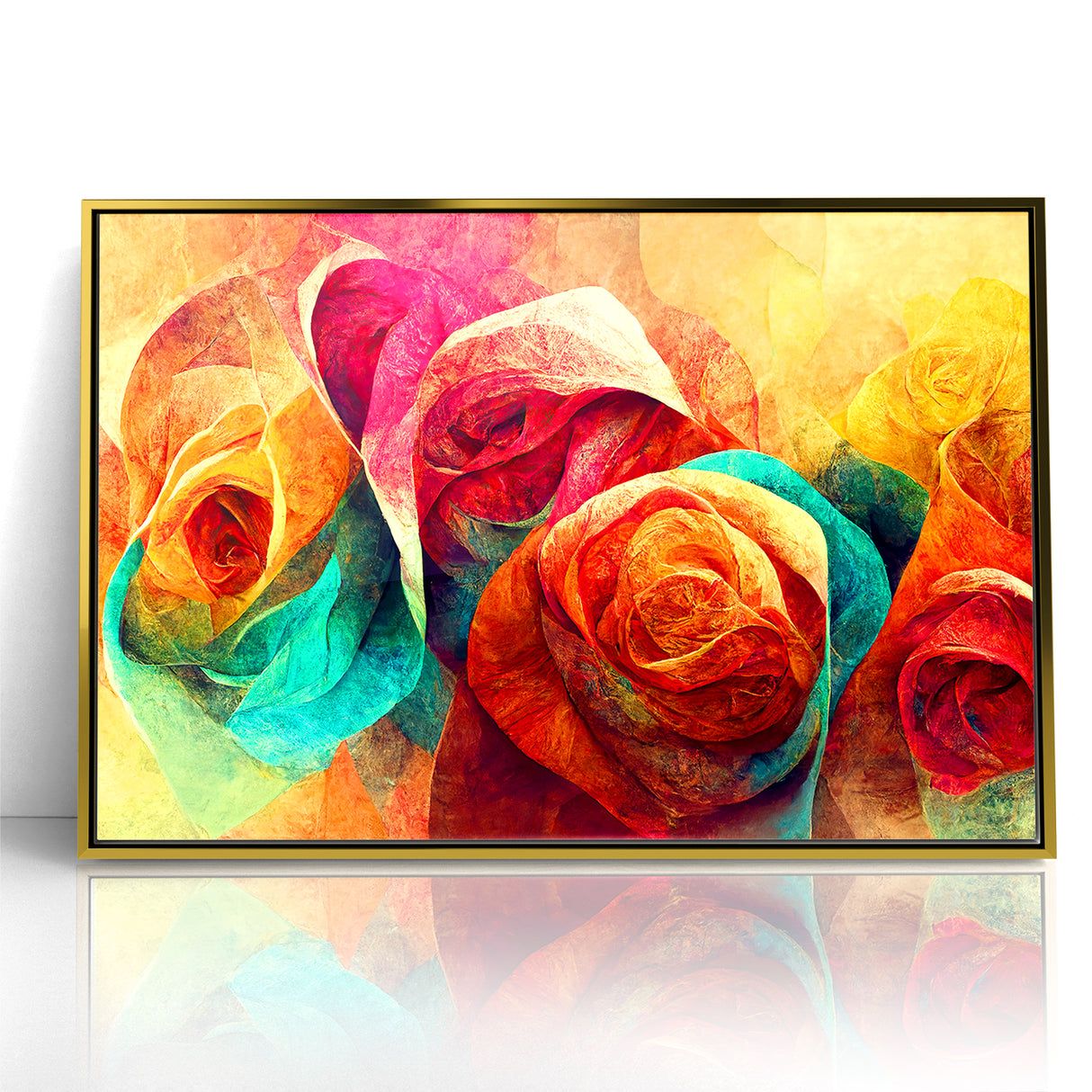 Vibrant Rainbow Rose Canvas - Colorful Abstract Floral Wall Art